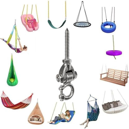 2-Pack Heavy Duty Swing Hangers with Bearings- 304 Stainless Steel Swing Hooks Set Brackets,600LB Capacity for Porch Swings, Hanging Chairs, Punching Bags, Gym Equipment