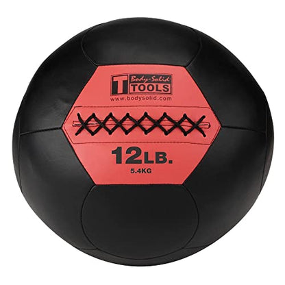 Body-Solid Tools (BSTSMB18) Soft Shell Medicine Ball – Non Bouncing Wall Balls for Strength Training, Weight Loss Workout, Core Exercise and Home Gym Fitness, Black, 18lb Weight