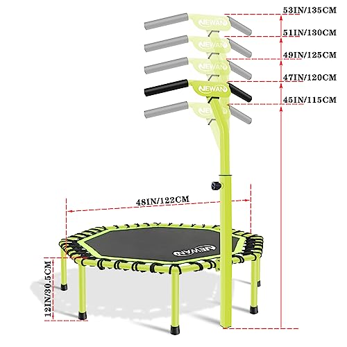 Newan 48" Fitness Trampoline with Adjustable Handle Bar, Silent Trampoline Bungee Rebounder Jumping Cardio Trainer Workout for Adults - Max Limit 330 lbs