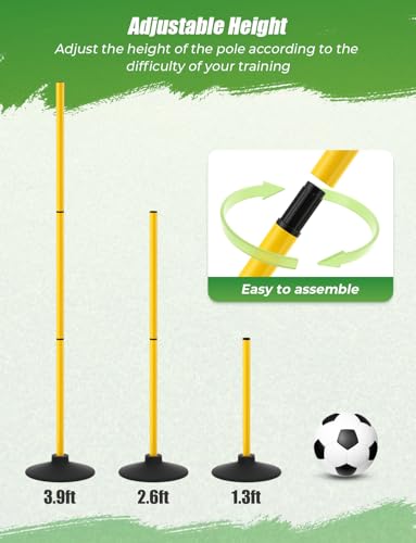 GHB Agility Poles 4 Pack 50" Sports Soccer Training Poles,Detachable Speed Training Equipment Football Accessories with Rubber Base