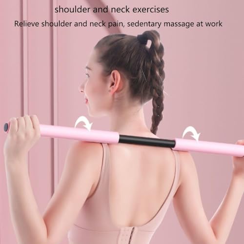 Yoga Stick,Adult Kids Adjustable Steel Body Pole Open Shoulder Beauty Back Hump Posture Correction Shaping Yoga Fitness Stick (Green)
