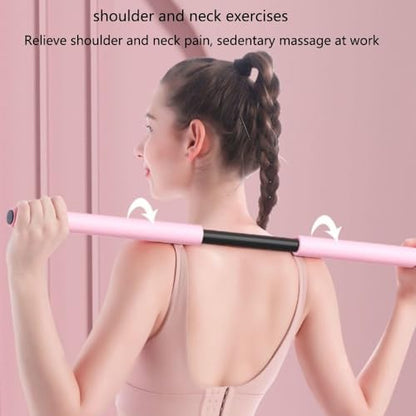Yoga Stick,Adult Kids Adjustable Steel Body Pole Open Shoulder Beauty Back Hump Posture Correction Shaping Yoga Fitness Stick (Green)