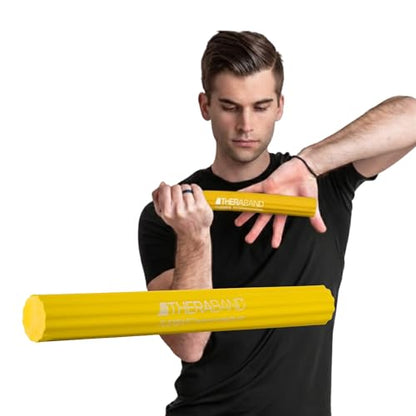 THERABAND FlexBar Resistance Bar, Extra Light, Yellow Flex Therapy Bar for Physical Therapy, Wrist & Forearm Exercise Equipment, Non Slip Grip, Compact Design - color: Yellow - Extra Light, style: New Version