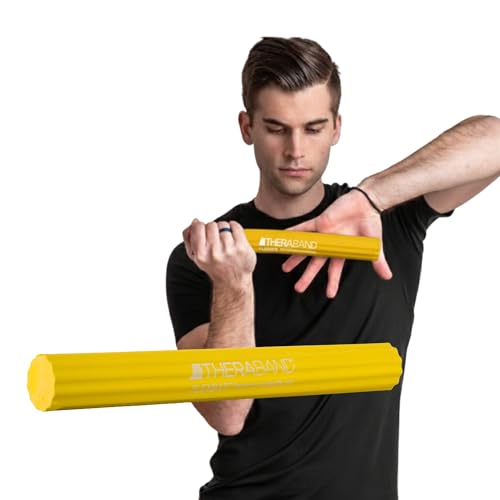 THERABAND FlexBar Resistance Bar, Extra Light, Yellow Flex Therapy Bar for Physical Therapy, Wrist & Forearm Exercise Equipment, Non Slip Grip, Compact Design - color: Yellow - Extra Light, style: New Version