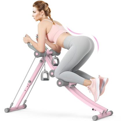 Ab Machine, Ab Workout Equipment, Adjustable Ab Trainer Machine for Abs Workout at Home Gym, Foldable, Knee Protection, Abdominal Trainer for Stomach Workout