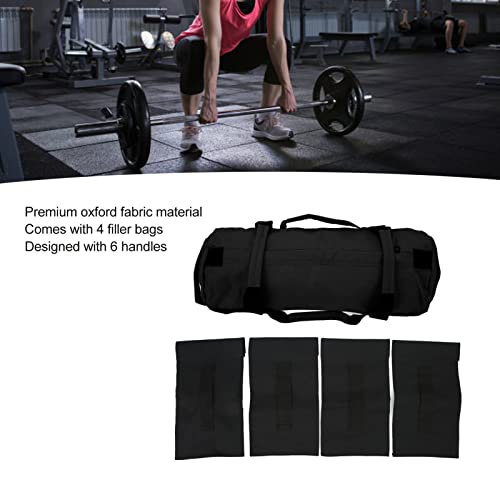 Multi Purpose Oxford Fabric Workout Sandbag with 6 Handles and Filler Bags for Indoor Gym Easy Adjustment, Easy Storage