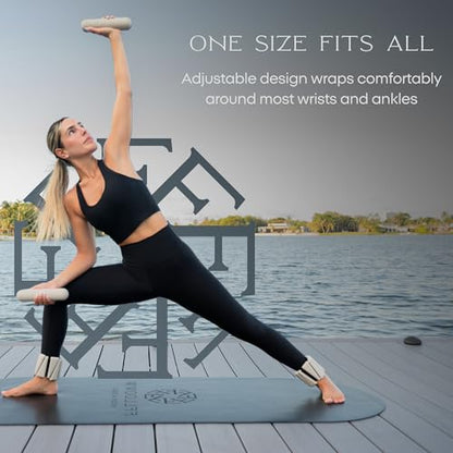FFLLOOWW Adjustable Ankle & Wrist Weights Set, 2 lbs Each (4 lbs Total), Soft Comfortable Weights for Walking, Pilates, Barre & Home Workouts with Secure Fit for Women & Men