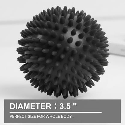 LEZER Spiky Massage Ball, Trigger Massage Point, Plantar Fasciitis, Deep Tissue Myofascial Release Tool, Foot Massager, Muscle Knot Relief, Physical Therapy, 3.5 in（Black） - style: 02－3.5 in