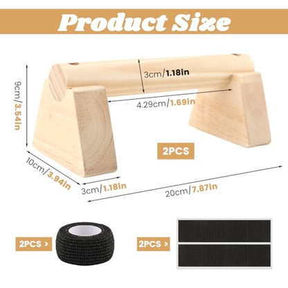 2PCS Wooden Push Up Bars, Non Slip Base Push-up Stands, Solid Wood Parallettes Bars for Handstand, Plank, Calisthenics & Home Gym Strength Training, Wood Color, 7.9 Inch