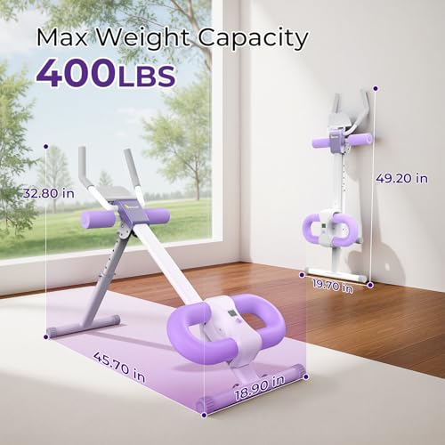 MR. CAPTAIN Ab Machine, Adjustable Ab Trainer Machine for Abs Workout at Home Gym, Foldable, LCD Monitor, Device Holder, 400 LBS, Abdominal Trainer for Stomach Workout