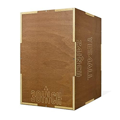 Yes4All Plyo Box, 3-in-1 Wooden Box Jump for Home Gym, Lunges, Squats, Dips - color: B. Wood - Espresso, style: 30" x 24" x 20"