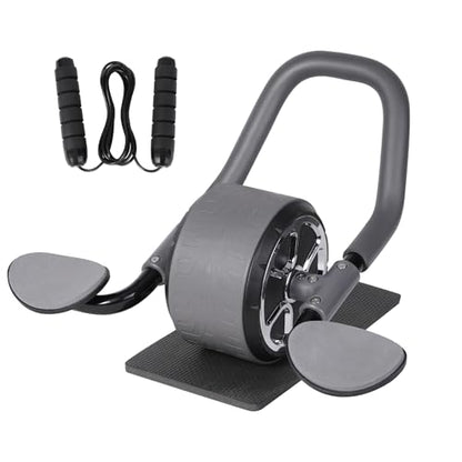 Li Fitness Ab Wheel with Jump Rope, Automatic Rebound Ab Wheel, Abdominal Exercise Wheel with Elbow Support, Ab Exercise Machine for Core Training, Abs Workout Equipment