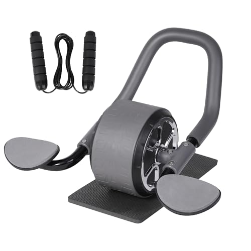 Li Fitness Ab Wheel with Jump Rope, Automatic Rebound Ab Wheel, Abdominal Exercise Wheel with Elbow Support, Ab Exercise Machine for Core Training, Abs Workout Equipment