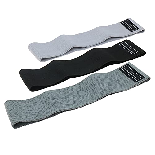 Fabric Resistance Bands for Legs and Butt - Non-Slip Booty Bands Set of 3 - Wide Hip Circle Loop Exercise Bands for Home Workout, Yoga, Pilates - No Roll Up Glute Bands for Women Men