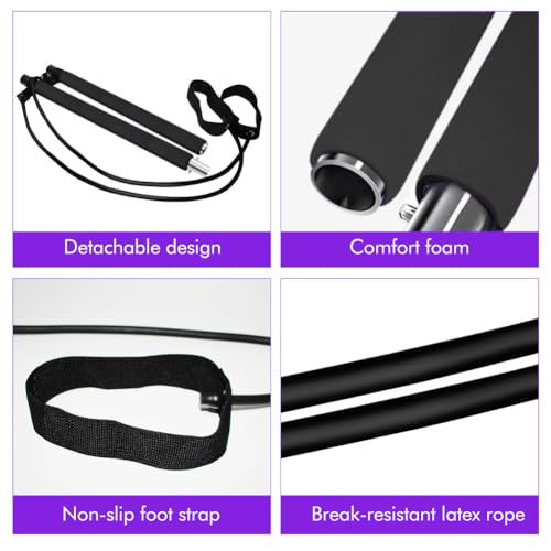 Pilates Bar Kit with Resistance Bands,Multifunctional Pilatess Bar,Stretched Fusions Toning Bar,Pilates Sculpt Bar,Home Gym Equipment for Women & Men Home Gym Pilates Yoga