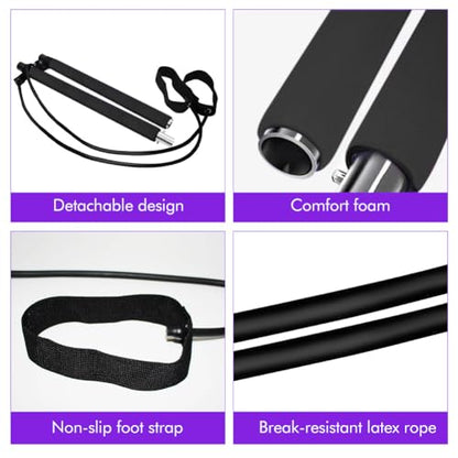 Pilates Bar Kit with Resistance Bands,Multifunctional Pilatess Bar,Stretched Fusions Toning Bar,Pilates Sculpt Bar,Home Gym Equipment for Women & Men Home Gym Pilates Yoga