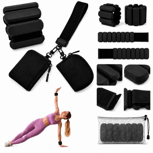 Black Sports Set, Men's and Women's Wrist and Ankle Weights Bracelet (L 7*W 3*H 1.2 inch) + Portable Wrist Bag (L 7.9*W 3.5*H1.4 inch)