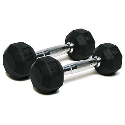 Dumbbells Hand Weights Set of 2 - Rubber Hex Chrome Handle Exercise & Fitness Dumbbell for Home Gym Equipment Workouts Strength Training Free Weights for Women, Men - color: B) 5-Pound (Pair)