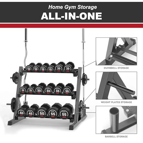 3 Tier Multifunctional Dumbbells Weights Barbells Rack, 1100 lbs Weight Capacity (Rack Only)