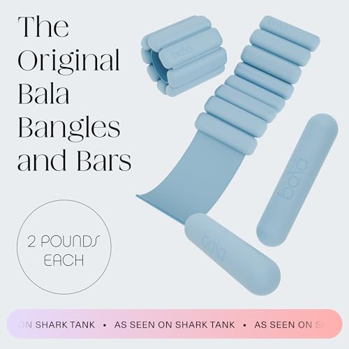 Bangles Wrist & Ankle Weights 2 Pound Pair and Bala Bars Dumbbell Set 2 Pound – Wearable Ankle Weights & Hand Weights for Fitness, Yoga & Strength Training