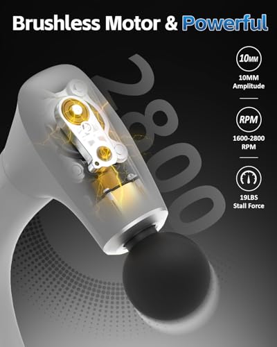 2-in-1 Detachable Massage Gun with Extension Handle, Back Massager for Pain Relief Deep Tissue, Handheld Muscle Massager for Neck Arm Shoulder Lower Back Thigh Waist,Gifts for Women Men,Grey