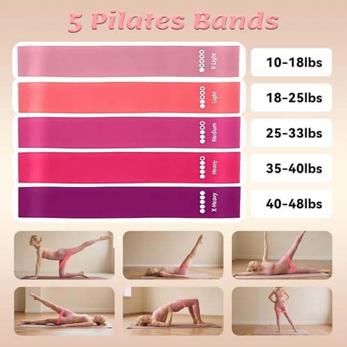 Pilates Equipment Kit for Women - Home Workout Set with Pilates Ring,9.8" Yoga Ball, 5 Resistance Bands, Magic Circle, for Legs, Arms, Thighs, Yoga Set for Beginners