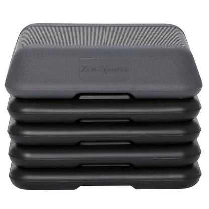 ZENY 16" x 16" High Aerobic Step Aerobics Stepper Platform with 4 Risers, Exercise Workout Stepper, Home Gym Equipment, Fitness Step Platform, Adjustable Aerobic Stepper - color: Black-Grey
