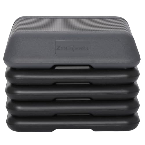 ZENY 16" x 16" High Aerobic Step Aerobics Stepper Platform with 4 Risers, Exercise Workout Stepper, Home Gym Equipment, Fitness Step Platform, Adjustable Aerobic Stepper - color: Black-Grey