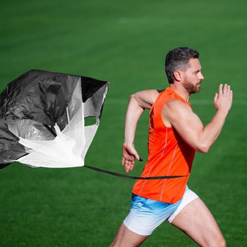 Uonlytech Resistance Parachute with Waist Belt for Running Speed Training, Football Power Resistance Chute for Sprint Agility, Lightweight Black Sports Parachute for Track and Field Fitness