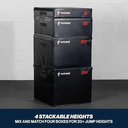 Titan Fitness 20" Stackable Soft Foam Plyometric Box, High Density EPE Foam Core Plyo Box, Step Up Exercise Platform, Box Squat, Step-Up, Box Jumps for Home Garage Gym Training