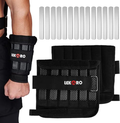 Wrist Ankle Weights with Removable Steel Bars, 1 Pair Adjustable Arm Leg Weights for Men and Women, No Leakage Design, Weighted Wrist Bands for Walking Jogging Yoga Pilates