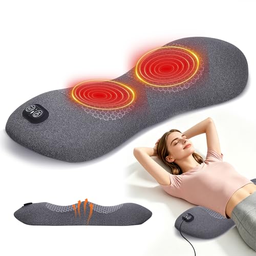 Lower Back Massager, with Heat and Vibration | 3-In-1 Stretch & Massage, Adjustable Modes, Memory Foam Lumbar Pad for Daily Relaxation, Fits Most Chairs, Sofas & Beds