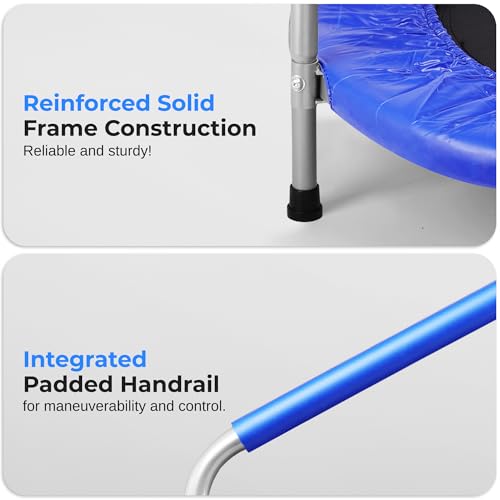 SereneLife 36″ Foldable Mini Trampoline for Kids - Compact Fitness Rebounder with Foam Handle - Safe, Stable Exercise Trampoline with 330lbs Max Load for Indoor/Outdoor Active Play & Exercise