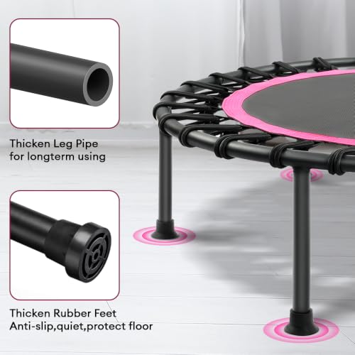 ONETWOFIT Mini Rebounder Trampoline for Adults with Bar, Adjustable Handle - color: Pink