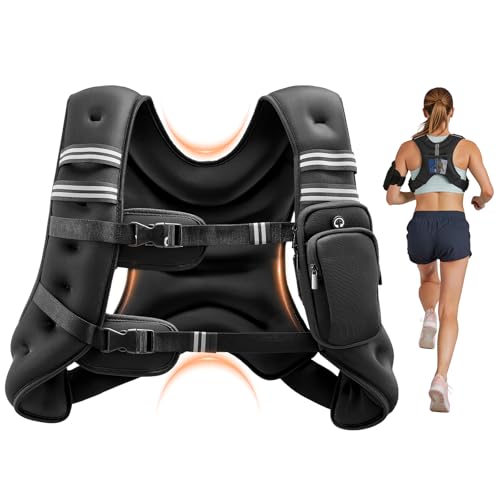 VEVOR Weighted Vest, 12/16/20/30 lbs Weight Vest with Reflective Stripe, Adjustable Buckle Body Weight Vest, Workout Equipment for Strength Training, Running, Jogging, Fitness, and Weight Loss - style: 12 lbs