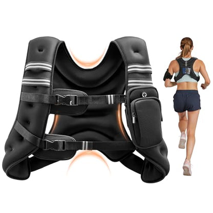 VEVOR Weighted Vest, 12/16/20/30 lbs Weight Vest with Reflective Stripe, Adjustable Buckle Body Weight Vest, Workout Equipment for Strength Training, Running, Jogging, Fitness, and Weight Loss - style: 12 lbs