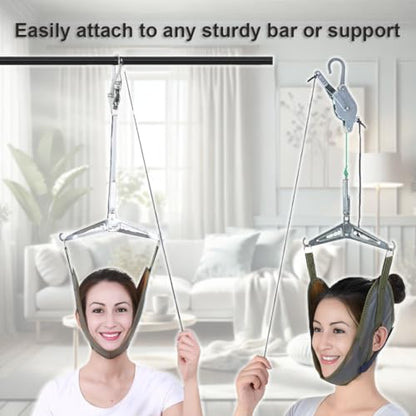 Adjustable Cervical Neck Traction Device for Neck Pain Relief, Neck Stretcher for Home and Outdoor Use, Spine Decompression Device
