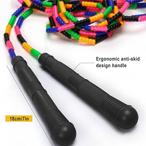 Coolrunner 16 FT Long Jump Rope(2 PACK), Double Dutch Jump Ropes, Soft Beaded Skipping for Kids Adults, Plastic Segmented Long Enough for 4-5 Jumpers - color: Black