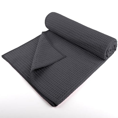 HOMEXCEL Hot Yoga Towels 2 Pack, (26.5" x 72") Non-Slip & Ultra-Absorbent Microfiber Yoga Mat Towels for Hot Yoga, Pilates, Exercise, Fitness, Bikram and Workout, Grey - color: Grey