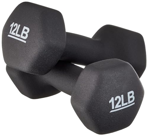 Amazon Basics Neoprene Dumbbell Hand Weights for Exercise and Muscle Toning - style: 12 Pound, Pair