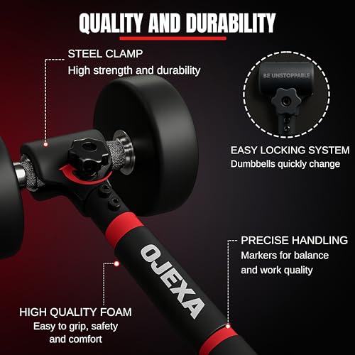 Dumbbells to Barbell Converter Set, Adjustable Weights, 200 lb Capacity, Steel Clamp, Home Gym