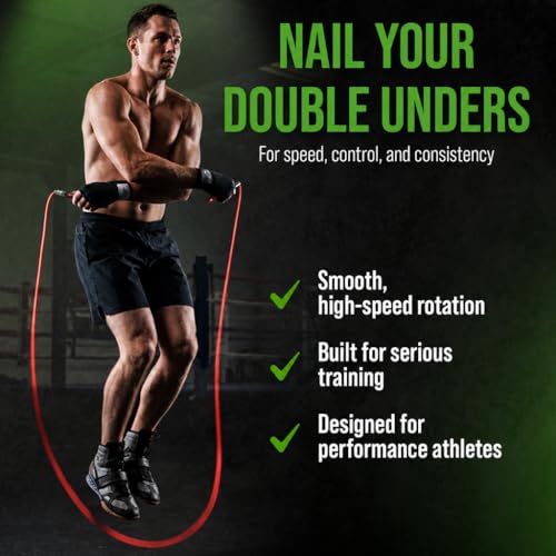 Bear KompleX Speed Jump Rope - Adjustable Tangle-Free Skipping Rope, Lightweight Handles, Smooth 360° Swivel Bearings, 2 Steel Cables, Free Carrying Case - color: Red