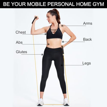 Resistance Band with Handles and Door Anchor, Adjustable Exercise Tube Band for Physical Therapy, Strength Training, Pilates and Home Workouts