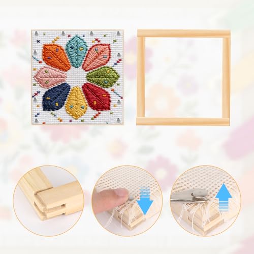 12pcs Needlepoint Stretcher Bars, 3 Sizes Wooden Needlework Canvas Stretcher Bars with Tacks Remover & Thumb Tacks Embroidery Stitch Frame Set for Canvas Stretching Craft Supplies