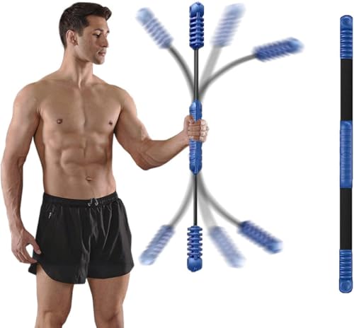 Elastic Fitness Bar,Vibration Stick,Body Physical Therapy,Core Strength Training,Power Twister for Arm, Exercise in Home Gym - color: Blue