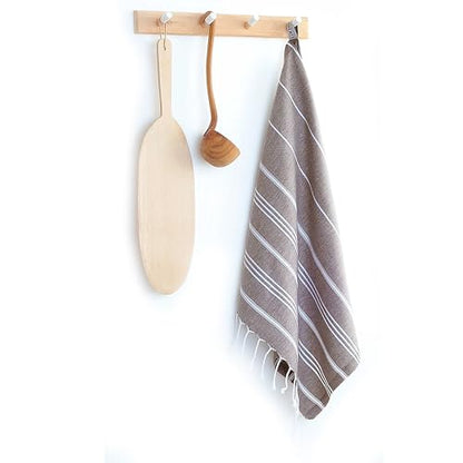 Cacala 100% Turkish Cotton Kitchen Tea Towels, Highly Absorbent Luxury Soft Quick Drying Dish Towel with Hanging Loop for Gym, Yoga, Bath, Sports, Cleaning and Kitchen (23 x 36) - color: Light Brown