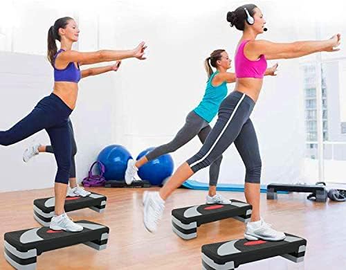 31 Inch Adjustable Workout Aerobic Step, Exercise Platform Trainer w 4 Adjustable Risers for Home Gym Fitness Workout,Lightweight