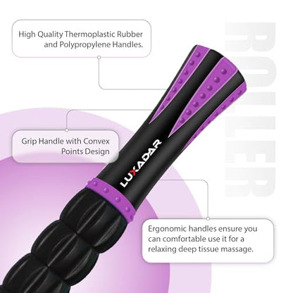 Post Liposuction Massager Stick, Lymphatic Drainage Massager, Post Lipo Surgery, Quality Material, Ridges & Grooves, Post-Op Recovery, Leg Cramps, Ideal Liposuction Recovery Supplies, Luxadar (Purple)