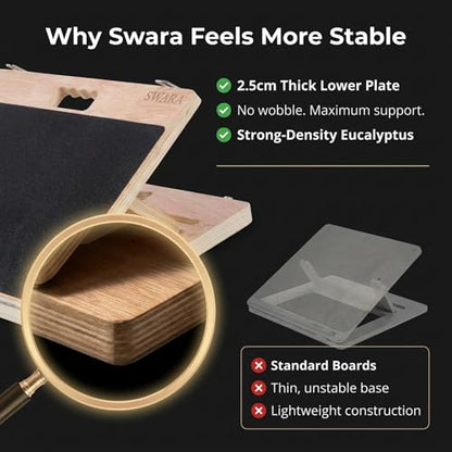 Swara 12.6″ Wooden Slant Board for Calf Stretching & Exercise, Foldable - size: 12.6x14 Inch