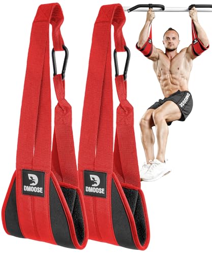 DMoose Fitness Hanging Ab Straps for Pull Up Bar & Core Strength Training - Soft Padded Exercise Straps for Ab Swing & Leg Raises, Hang Bar Strap with 2 Steel Carabiners - Abs Equipment for Home & Gym - color: Devil